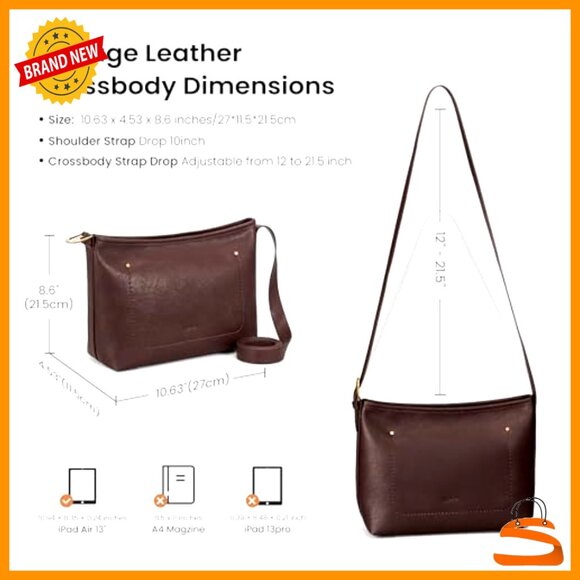 Genuine Leather Crossbody Bag RFID Blocking Medium Hobo Purse - Picture 7 of 7